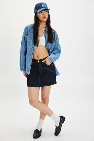 Levi's Icon Skirt Western Yoke Skirt at Free People in Dark Wash, Size: 26