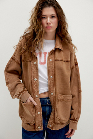 We The Free Gauge Cardi at Free People in Brown, Size: S