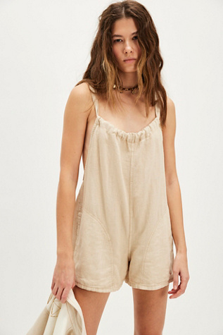 Freebird Linen Shortall At Free People In Sandshell, Size: Small