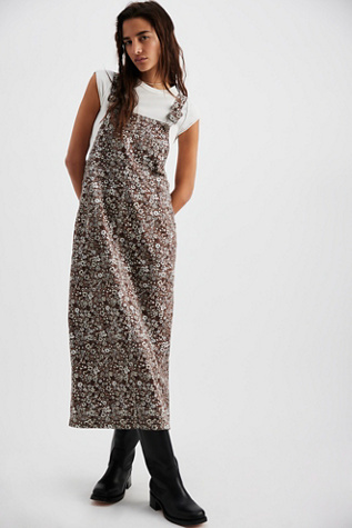 Hanson Apron Midi Dress At Free People In Chocolate Combo, Size: XS