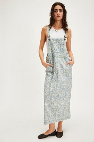 Hanson Apron Midi Dress At Free People In Chambray Combo, Size: XS