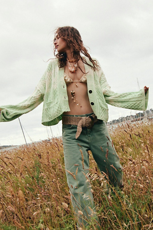 Washed Ashore Cardi by Free People in Green, Size: XS