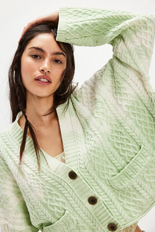 Washed Ashore Cardi At Free People In Candy Mint Combo, Size: Medium