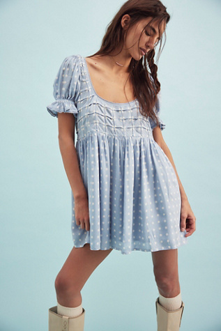 Daisy Dots Mini Dress At Free People In Ivory Combo, Size: Small