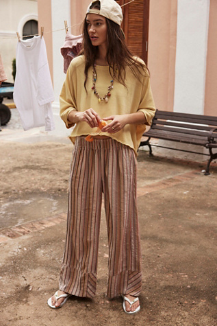 Day's End Stripe Trousers at Free People in Neutral Combo, Size: XL