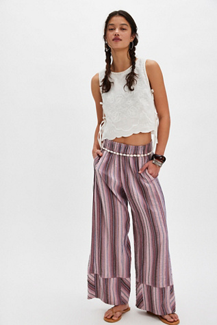 Pantalon Rayé Fin de Journée par Free People en Mauve Combo, pour femme taille: XS