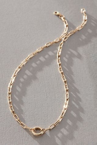 Maura Green Oval Link Charm Necklace