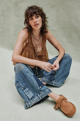 Fallon Fringe Mules by Free People in Brown, Size: US 6