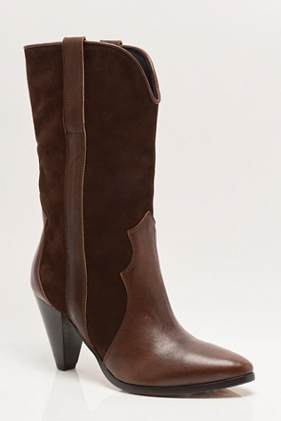 Feather Heel Boots by Free People in Chocolate Suede/Leather, Size: US 8