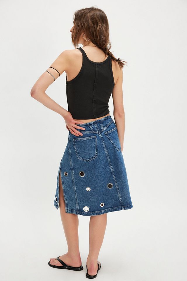 Closed Wrap Grommet Midi Skirt #1
