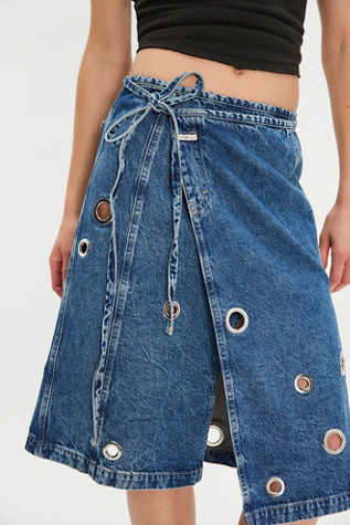 Closed Wrap Grommet Midi Skirt