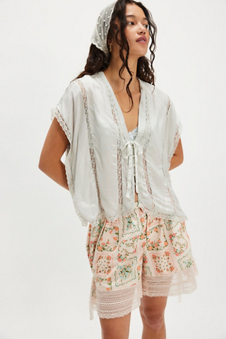Marigold Shine Lace Top at Free People in Rain Droplet, Size: Small