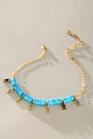 Azura Charm Anklet by Free People in Blue