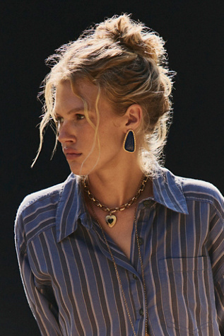Ada Oversized Stud Earrings by Free People in Blue