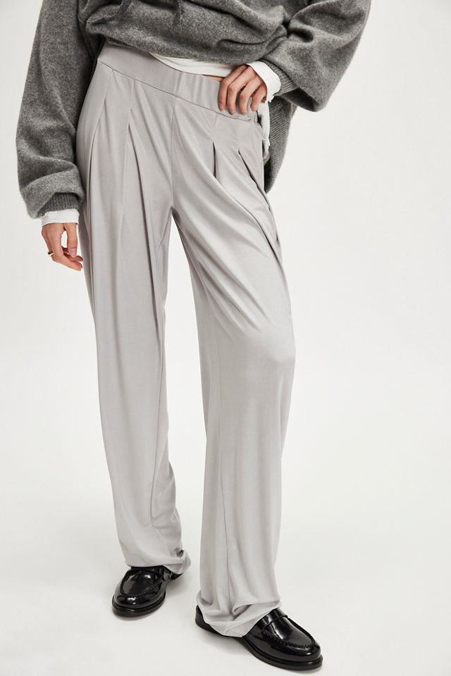 Norma Kamali Low-Rise Solid Pleated Trousers | Free People