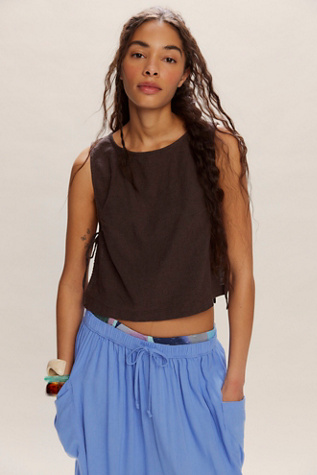 Nora Cotton-Linen Top By free-est At Free People In Double Espresso, Size: Large