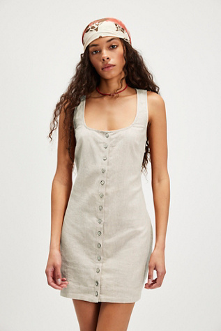 Sunkissed Whisper Cotton-Linen Mini By free-est At Free People In Frozen Dew, Size: XL