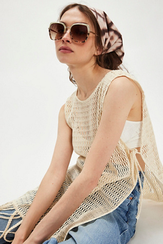 Dara Oversized Square Sunglasses At Free People In Tort/Green