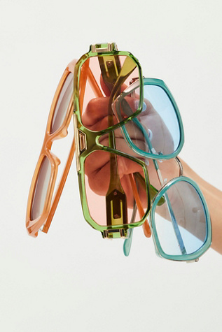 Dara Oversized Square Sunglasses by Free People in Blue