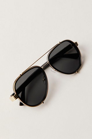 Wesley Aviator Sunglasses At Free People In Black With Black