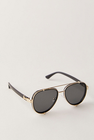 Женские солнцезащитные очки Free People Wesley Oversized Aviator Sunglasses, цвет: Чёрный — фото 2