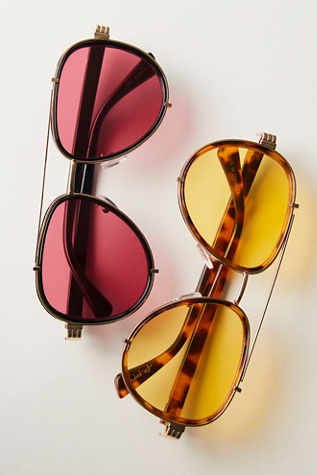 Wesley Oversized Aviator Sunglasses at Free People in Havana Tort/Yellow