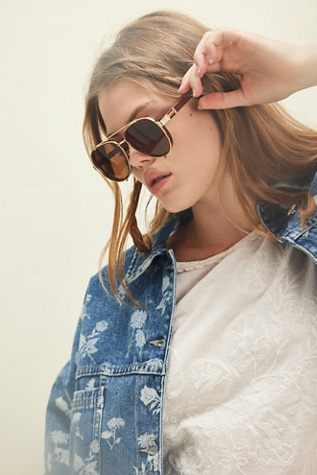 Wesley Aviator Sunglasses At Free People In Espresso/Gold