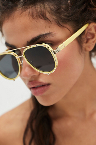 Wesley Oversized Aviator Sunglasses at Free People in Yellow