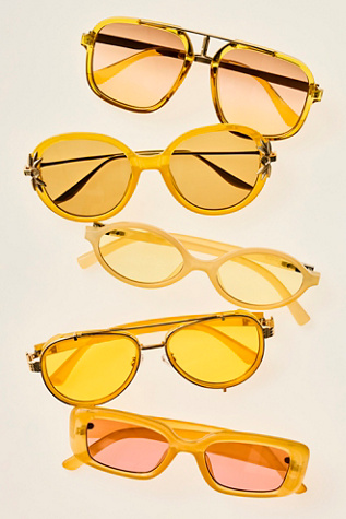 Wesley Oversized Aviator Sunglasses at Free People in Soft Lemon