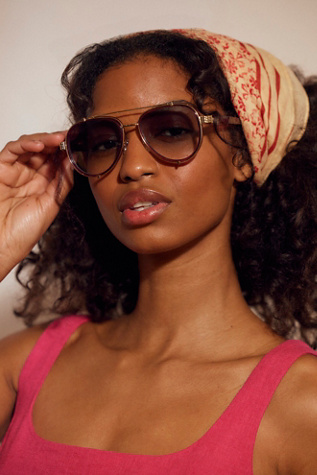 Wesley Oversized Aviator Sunglasses at Free People in Cherry Cordial