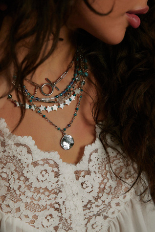 Starry Layer Necklace by Free People in Blue