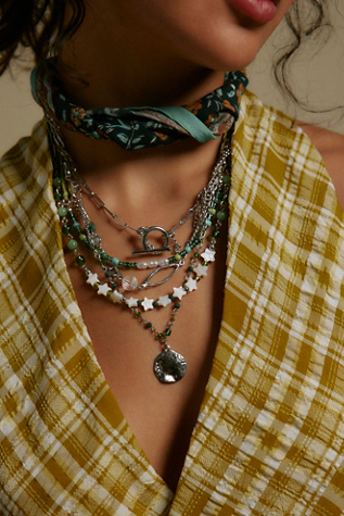 Starry Layer Necklace at Free People in Olive