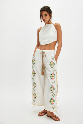 Spring Breeze Tie Pants At Free People In Optic White, Size: Large