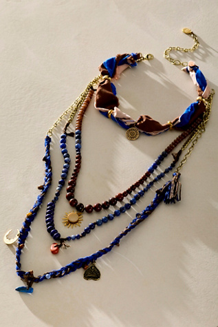 River Layer Necklace by Free People in Blue