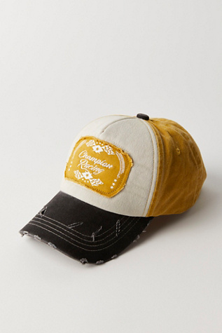 Moto Racing Baseball Cap At Free People In Mustard Combo