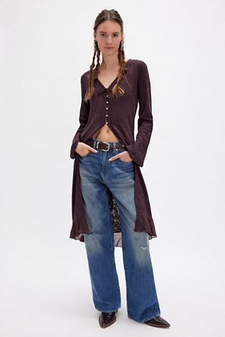 Boudoir Dreams Maxi Cardi At Free People In Chocolate Plum, Size: Medium