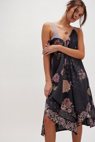 Hey Lover Printed Slip By Intimately At Free People In Coal Combo, Size: XS