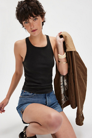 We The Free Only 1 Solid Ringer Tank Top at Free People in Black, Size: M