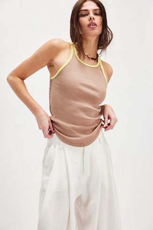 We The Free Only 1 Solid Ringer Tank Top at Free People in Praline, Size: XL