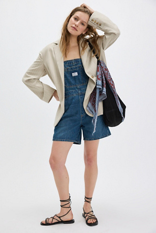 Levi's Utility Shortalls at Free People in Dark Wash, Size: S