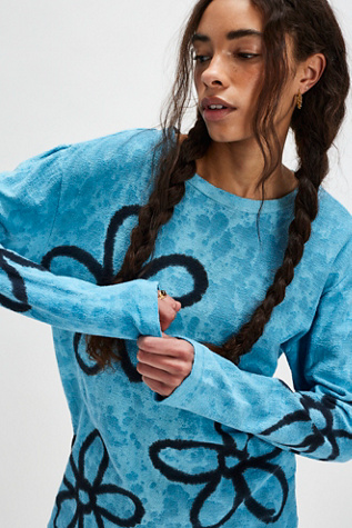 The Tales Floral Street Hemp Tee at Free People in Blue, Size: M