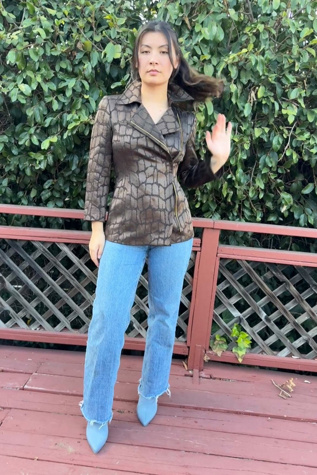 Vintage 1990s Selected Crocodile Pattern Motorcycle Blazer by Personal Choice