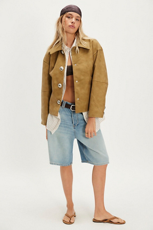 Veste en cuir sans Indo APPARIS en Beige, pour femme chez Free People