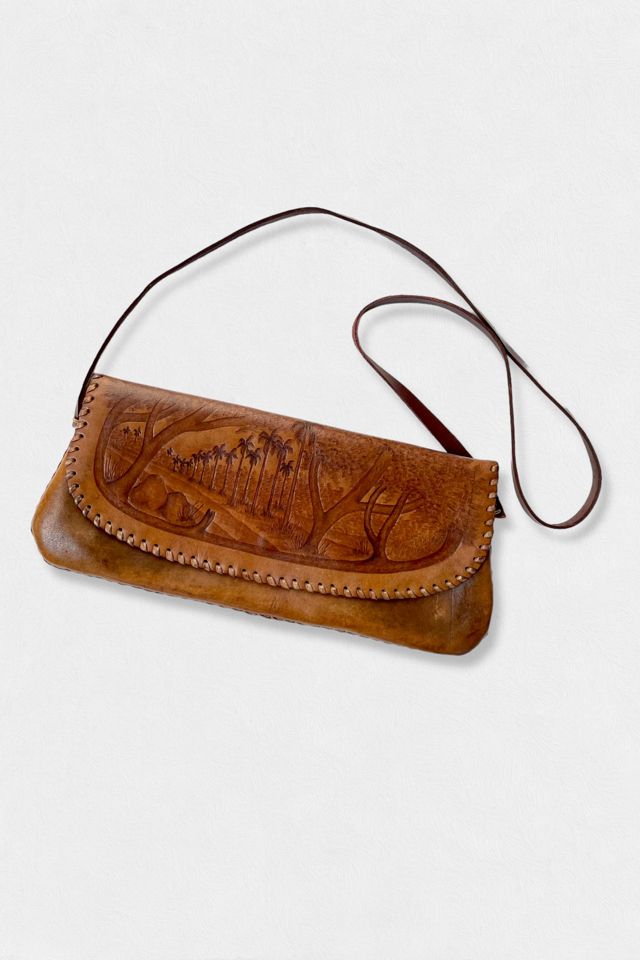 Vintage Tooled Leather Baguette Bag Selected by MARMALADE Free People