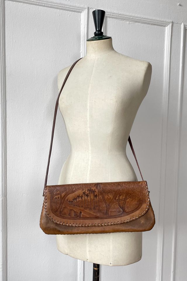 Vintage Tooled Leather Baguette Bag Selected by MARMALADE Free People