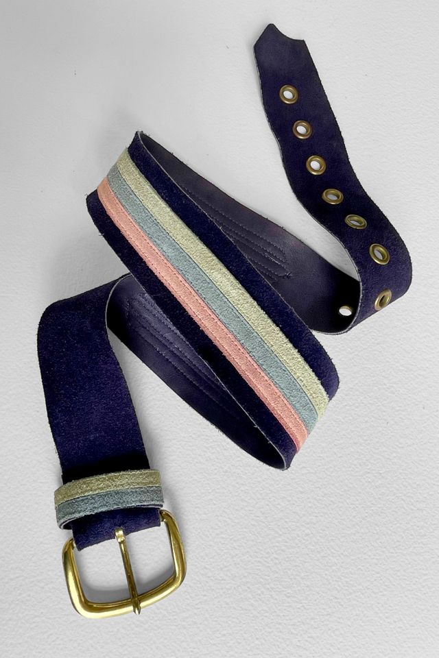 70s Navy Suede Striped Belt Selected by MARMALADE Free People