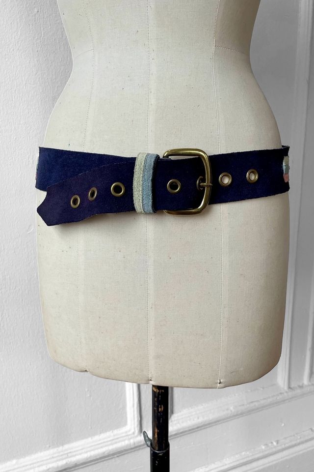 70s Navy Suede Striped Belt Selected by MARMALADE Free People