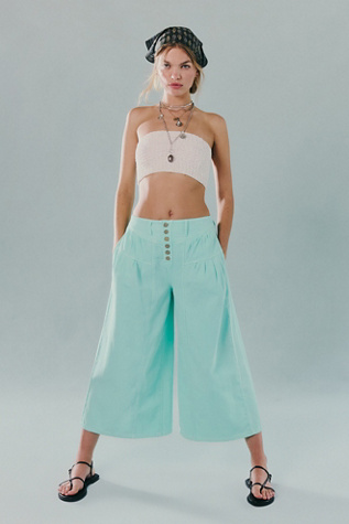 We The Free Blossom Pull-On Jeans at Free People in Fair Aqua, Size: Large