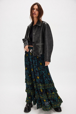 FP One Brynn Printed Maxi Skirt at Free People in Black, Size: M