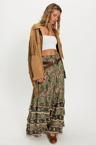 Jupe Longue Enveloppante Free People Motif Géométrique Multicolore - Taille 2, été, Sans étiquettes